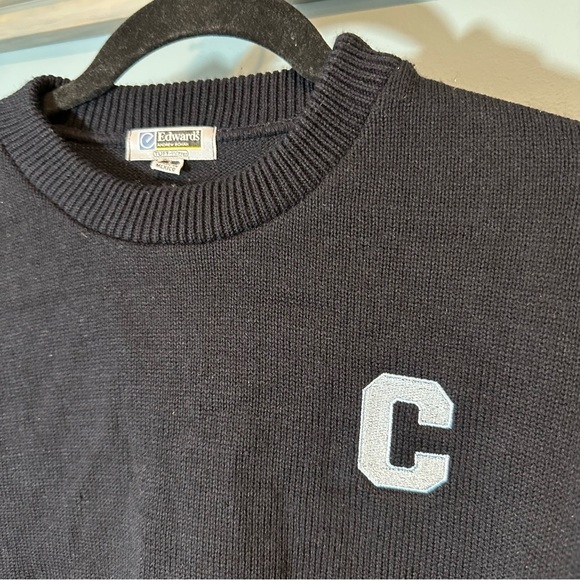 Edwards Andrew Rohan Navy Blue with Light Blue C Embroidered Varsity Sweater - Picture 3 of 9
